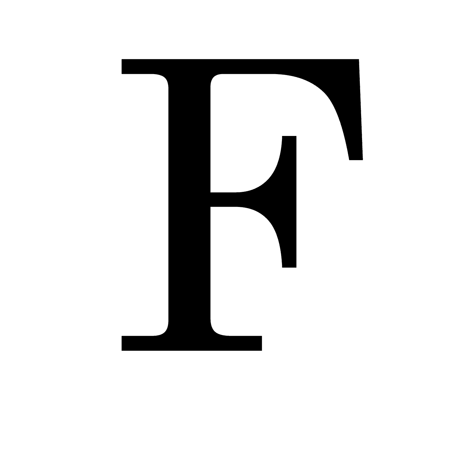 Capital letter F rendered in a bold black serif typeface against a plain white background.